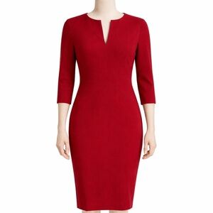 Elegant Red Women's Sheath Dress with Gorgeous Seam Detailing